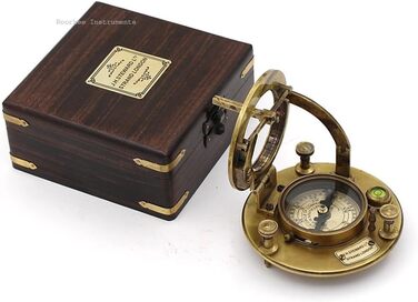Вінтажний латунний компас Roorkee Instruments India з дерев'яною шкатулкою, подарунок для моряків, туристичний сонячний компас для навігації, кемпінгу та походів