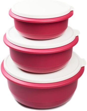 Миска для замішування Tupperware Pro 1,0 л, 2,0 л, 3,5 л, темно-рожева, набір для тіста
