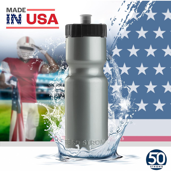 Спортивні пляшки для води 50 Strong, набір з 6, 650 мл, BPA Free, різні кольори, легка кришка Push/Pull, для команди