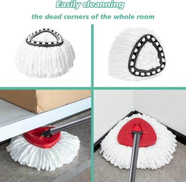 Набір із 8 змінних насадок для швабри Spin Mop, 100% мікрофібра, трикутна, універсальна, для прибирання підлоги