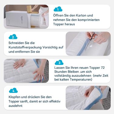 Топер з піни Memory Foam Amazon Basics з ременями, 140x200 см, 5 см, білий