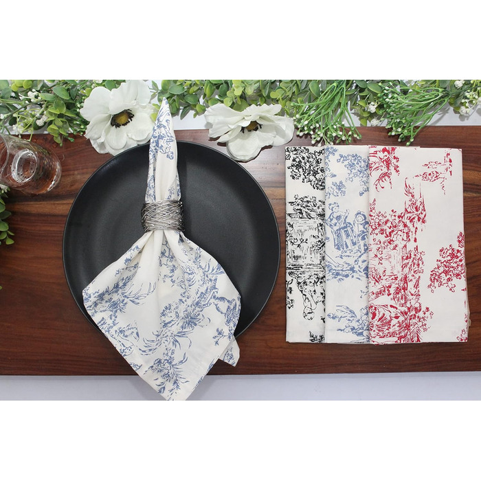 Серветки з бавовни COTTON CRAFT, 12 шт, 100% натуральна бавовна, багаторазові, для сервірування столу, французький стиль, для дому, свят, весни, літа, осені, зими, м'які, поглинаючі, 45,7 см
