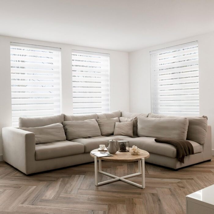Рулонна штора Sol Royal Duo Rollo DK9 100x160 см без свердління, преміум, з кріпленням Klemmfix, подвійна, широкі смуги, біла