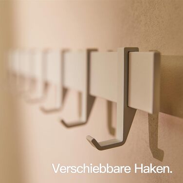 Стійка для одягу Designfabrik Hamburg, настінна металева вішалка з рухомими гачками, 80 см, сучасний дизайн, чорна матова/матова біла