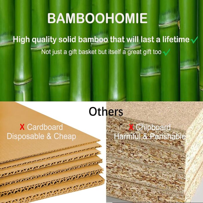 Подарункова бамбукова коробка BAMBOOHOMIE для новонароджених, велика дерев'яна скринька з ручкою, органайзер для зберігання речей малюків, іграшок та домашніх тварин, натуральний колір