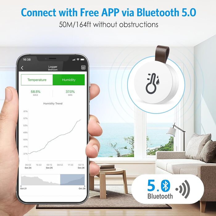 Brifit Bluetooth термометр-гігрометр, цифровий, з додатком та зберіганням даних, сенсор температури і вологості для дому, офісу, теплиці, винного льоху, 3 шт.