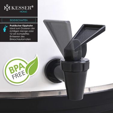 Автомат для консервування KESSER 27 л, нерж. сталь, 1800 Вт, 30-100°C, з функцією постійної роботи та автоотключення, для напоїв і глінтвейну, із щипцями та 2 банками