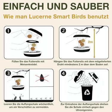 Підвісна годівниця для птахів SWISSINNO Lucerne SMART, сіра, для 7 кульок, з піддоном, захист від щурів