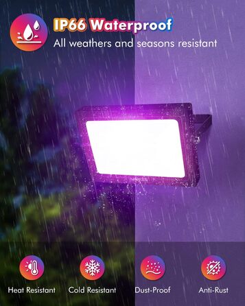 Світлодіодний прожектор MEIKEE 25W RGB з пультом, 30 режимів, 10 кольорів, пам'ять, IP66, 6 рівнів яскравості, для вечірок, бару, будинку, Хелловін, 2 шт.