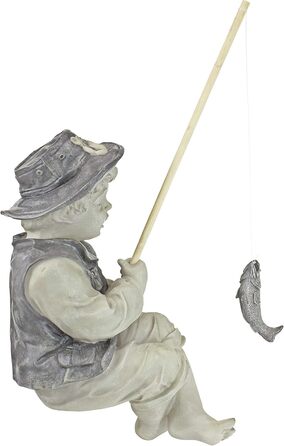 Декоративна фігура хлопчика з вудкою Design Toscano, 38x24x17 см, коричнева