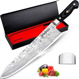 Професійний кухонний ніж MOSFiATA 10'' з німецької сталі EN.4116, надгострий, для м'яса та овочів, з мікарта-руків'ям і захистом пальців у подарунковій коробці