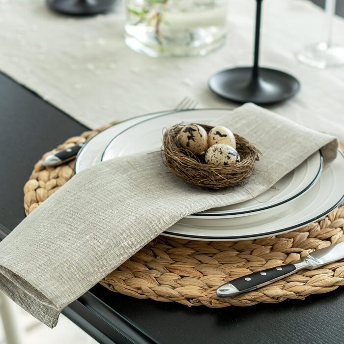 Лляні серветки Varvara Home, натуральні, бежеві, 6 шт., 45x45 см – текстильні серветки для сервірування столу, преміум якість