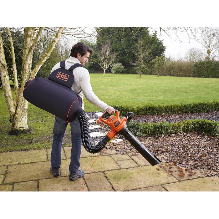 Рюкзак-пилозбірник Black+Decker 72 л для садового пилососа, з гнучким шлангом, сумісний з моделями GW2810, GW2838, GW3030, GW3031BP, GW3050