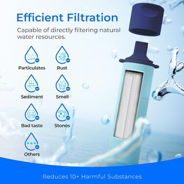 Портативний водяний фільтр Waterdrop для туризму та виживання, видаляє 99,99% бактерій, система фільтрації води з гравітаційним мішком для кемпінгу, подорожей, надзвичайних ситуацій