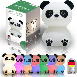 Дитячий LED нічник MegaLight Paddy Panda з RGB-підсвіткою, сенсорним керуванням, таймером, димером, безпечний для дітей, USB