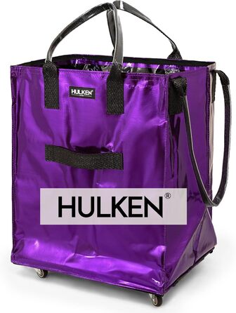 HULKEN багаторазова сумка-візок на колесах, 30 кг, ультрафіолет, розмір L, міцні ручки, складана, з блискавкою