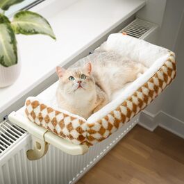 Підвісна лежанка для котів на вікно MEWOOFUN, 50x36 см, м'яке знімне ліжко, тримає до 18 кг, коричнева
