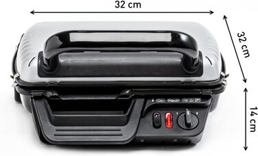 Контактний гриль Tefal GC3060 3в1 з функцією запікання, антипригарним покриттям, регульованим термостатом, подвійною гриль-поверхнею для стейків, сендвічів, паніні, настільний електрогриль, сірий