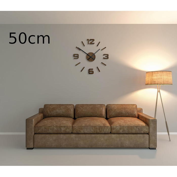 Настінний 3D годинник FLEXISTYLE з натурального дуба, 50-75 см, товщина 19 мм, для офісу, вітальні, спальні, декор, коричневий
