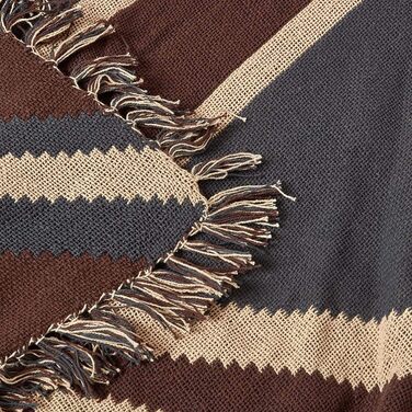 Плед Homescapes жакардовий Union Jack 150x200 см, бавовняний плед у вінтажному стилі, синьо-коричнево-кремовий, з китицями, британський дизайн, покривало на диван з бавовни