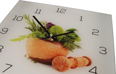 Скляний настінний годинник levandeo 30x30 см для кухні з зображенням трав і спецій, декор для кухні