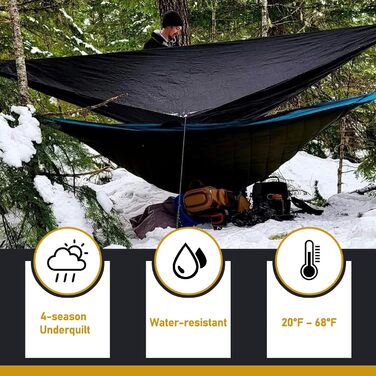 AYAMAYA Підстилка для гамаку утеплена зимова, двомісна, 240x170 см, темно-зелена, для кемпінгу та подорожей