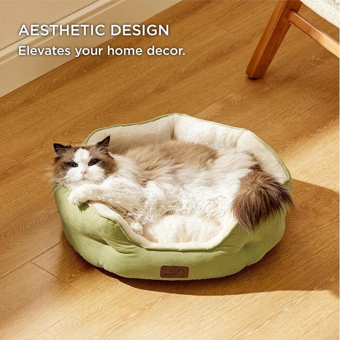 Ліжко для котів BEDSURE, м'яке, знімний двосторонній матрац, пране, для котів і малих собак, 63x53x20 см, світло-зелене