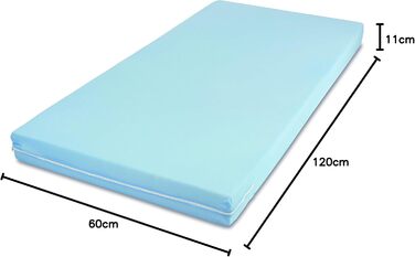 Ортопедичний матрац MSS Easy Active 60x120x11 см, комфортна піна, для дітей і дорослих, знімний синій чохол