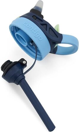 Дитяча пляшка для води Contigo Easy Clean Autospout із трубочкою, 420 мл, синя, пластикова, без BPA, 100% герметична, легке очищення, для школи, садка та спорту