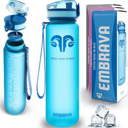 Спортивна пляшка Embrava 1000 мл, швидкий потік, BPA-free, Tritan, герметична кришка, Pure Blue