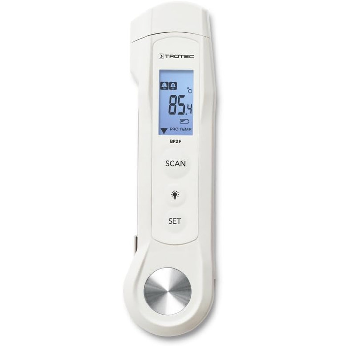Цифровий термометр для м'яса TROTEC BP5F, інфрачервоний, діапазон -40°C до +280°C, IP65, таймер, максимальне значення, індикатор заряду, для кухні