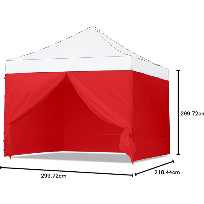 Бічна стінка для намету ABCCANOPY SunWall 3x3 м, 4 шт, червона, для шатра, універсальна, для вулиці