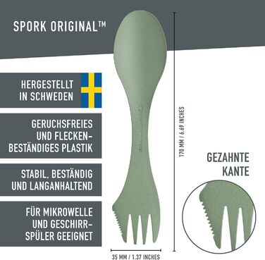 Набір ложка-вилка-ніж Light my Fire Spork Original 3-в-1 для кемпінгу, 4/10 шт, біопластик, BPA-free