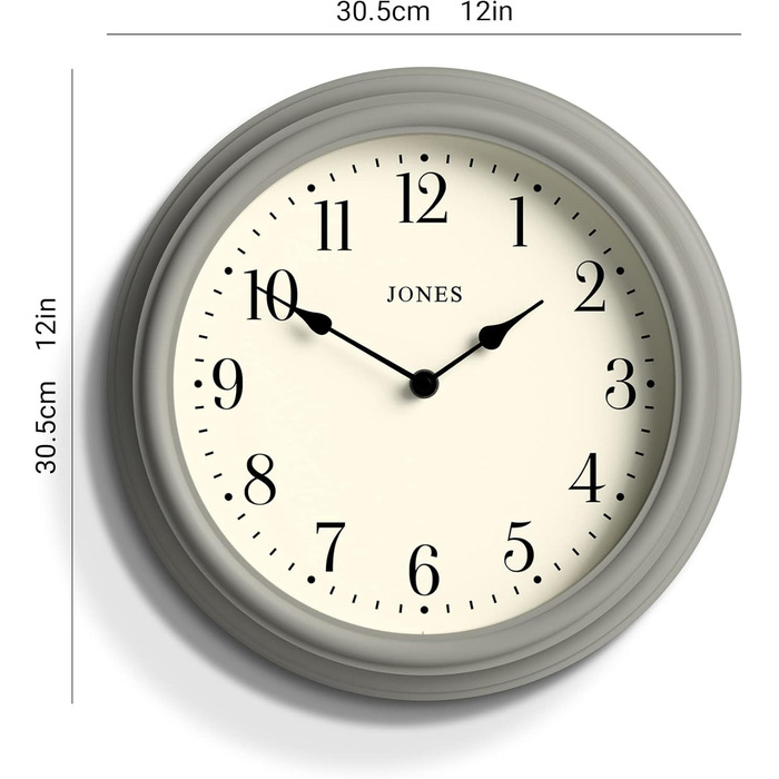 Настінний годинник JONES CLOCKS 30 см, круглий, класичний, зелений, римські цифри, традиційний дизайн для кухні, вітальні чи спальні