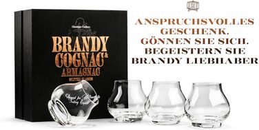 Набір келихів для коньяку та бренді GLASSIQUE CADEAU 240 мл, 4 шт, кришталеві, для дегустації, без ніжки, подарунковий комплект, придатні для миття в посудомийній машині