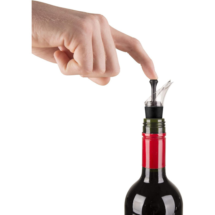 Вакуумна помпа для вина Vacu Vin з дозатором і кришкою, пластик, чорна, 5x8,3x22 см