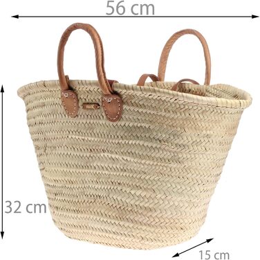Великий плетений кошик Ibizakorb Felex для покупок і пляжу, натуральний, 55x15x32 см