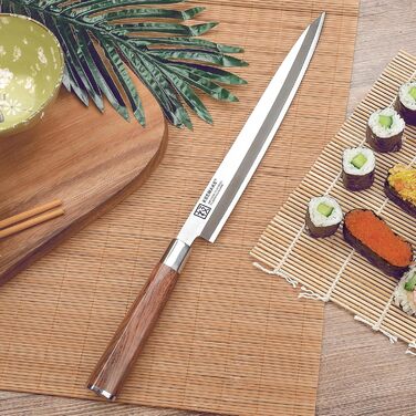 KEEMAKE Філейний ніж для риби та суші 30 см, японський Sashimi ніж з VG10 нержавіючої сталі, ручка з рожевого дерева