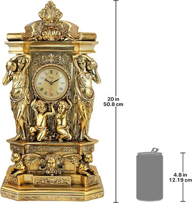 Класичний камінний годинник Design Toscano Chateau Chambord, полімер, золоте покриття, 51 см