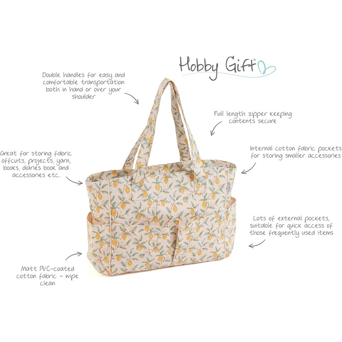 Сумка для рукоділля з бавовни Hobby Gift Morris Zitronen 13x36x31 см