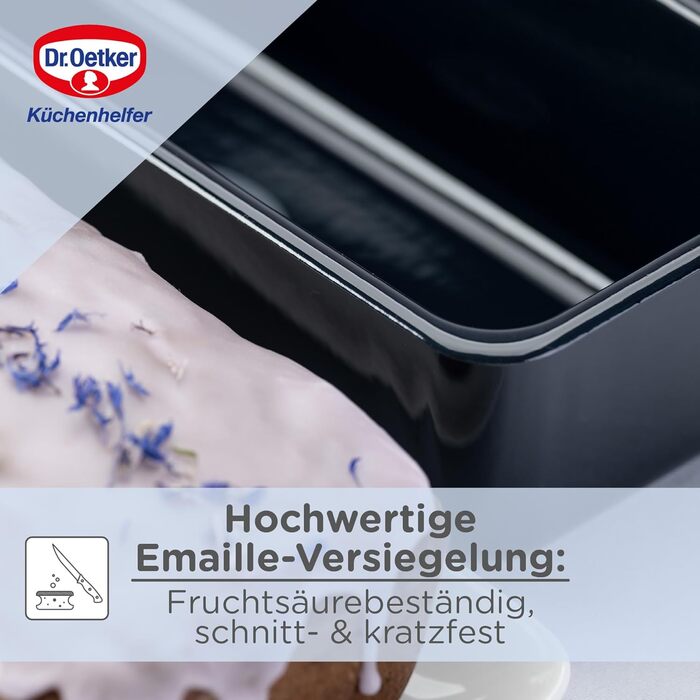 Форма для випікання хліба та кексів Dr. Oetker 30 см, емальована, міцна, стійка до подряпин, синя, для соковитої випічки