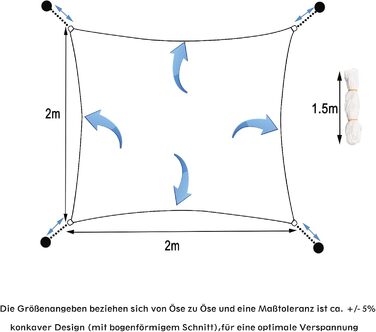 Сонцезахисний тент WOLTU 5x7 м, прямокутний, HDPE, 85% UV захист, водопроникний, дихаючий