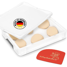 Контейнер для бродіння тіста Pizzaballenbox 30x40x8 см, харчовий пластик, з кришкою, білий – для піци, закваски та дріжджового тіста
