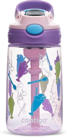 Дитяча пляшка для води Contigo Easy Clean Autospout з трубочкою, BPA-free, 420 мл, пластикова, герметична, легка у догляді, для школи та спорту (Strawberry Shakes)