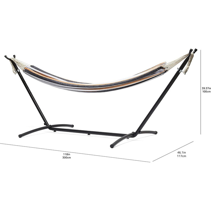 Гамак Amazon Basics з каркасом, тканинний, 117x300x100 см, різнокольоровий