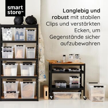 Велика прозора коробка для зберігання SmartStore з кришкою, 52 л, набір 2 шт., посилена, харчовий BPA-free пластик, кліп-застібка, штабельована, гарантія 10 років, 50x39x41 см