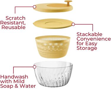 Сушарка для салату Guzzini Spin&Store з кришкою, оливкова, 26 см, 4 л – Kitchen Active Design