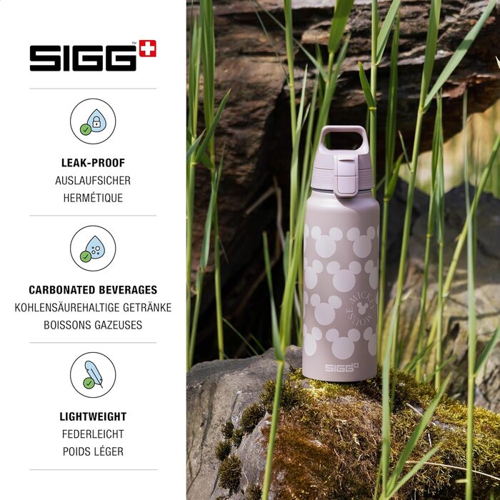 SIGG Алюмінієва пляшка для води WMB ONE 0,75/1L, Disney, герметична, легка, BPA-free, для газованої води, Швейцарія, сертифікат ClimatePartner, Міккі Маус