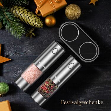Електричні млини для солі та перцю Variglas, 2 шт, USB, велика ємність, регульований помел, LED-підсвітка