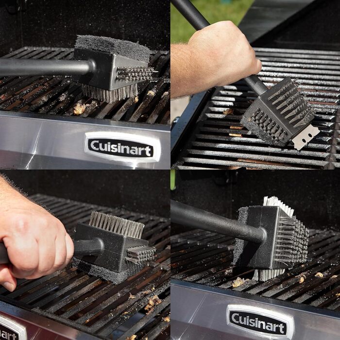 Щітка для чищення гриля Cuisinart CCB-100, 4-в-1, з нержавіючої сталі, три ряди щетини